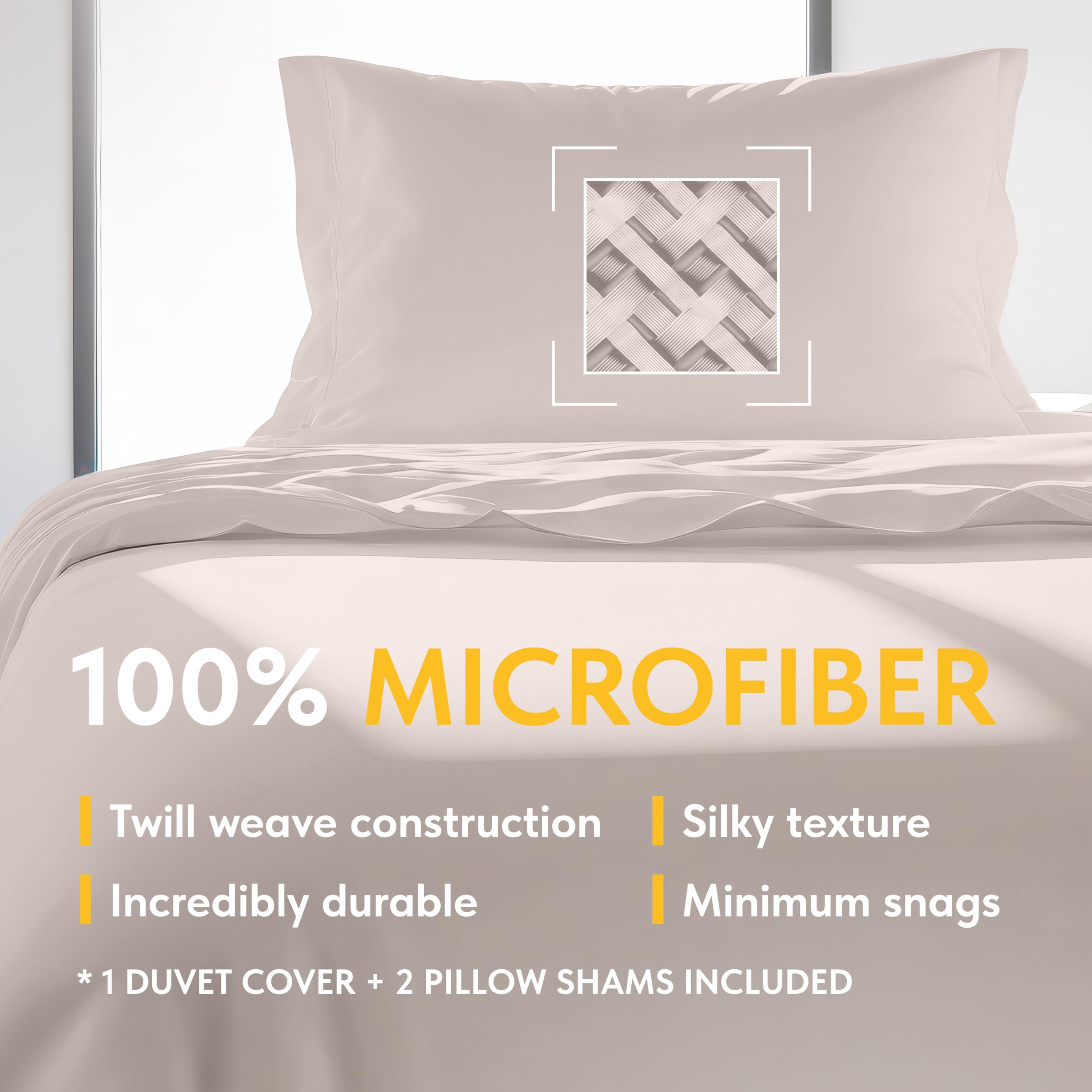 Microfiber Duvet Cover Set With Zipper, Set of 1 Duvet Cover, with 2 Pillow Shams | Comforter Not Included