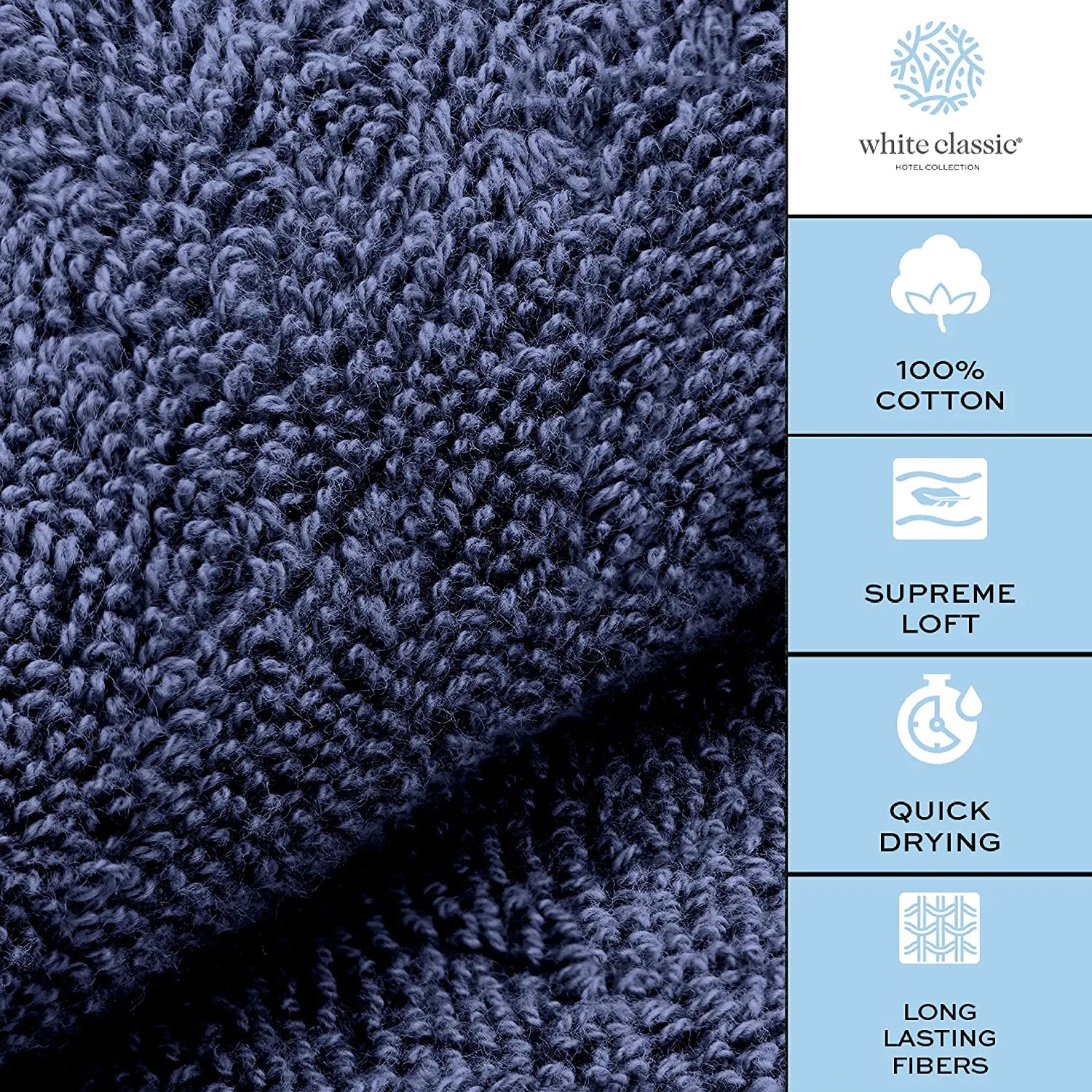 Quick Drying 4Pc Navy Blue Bath Towels