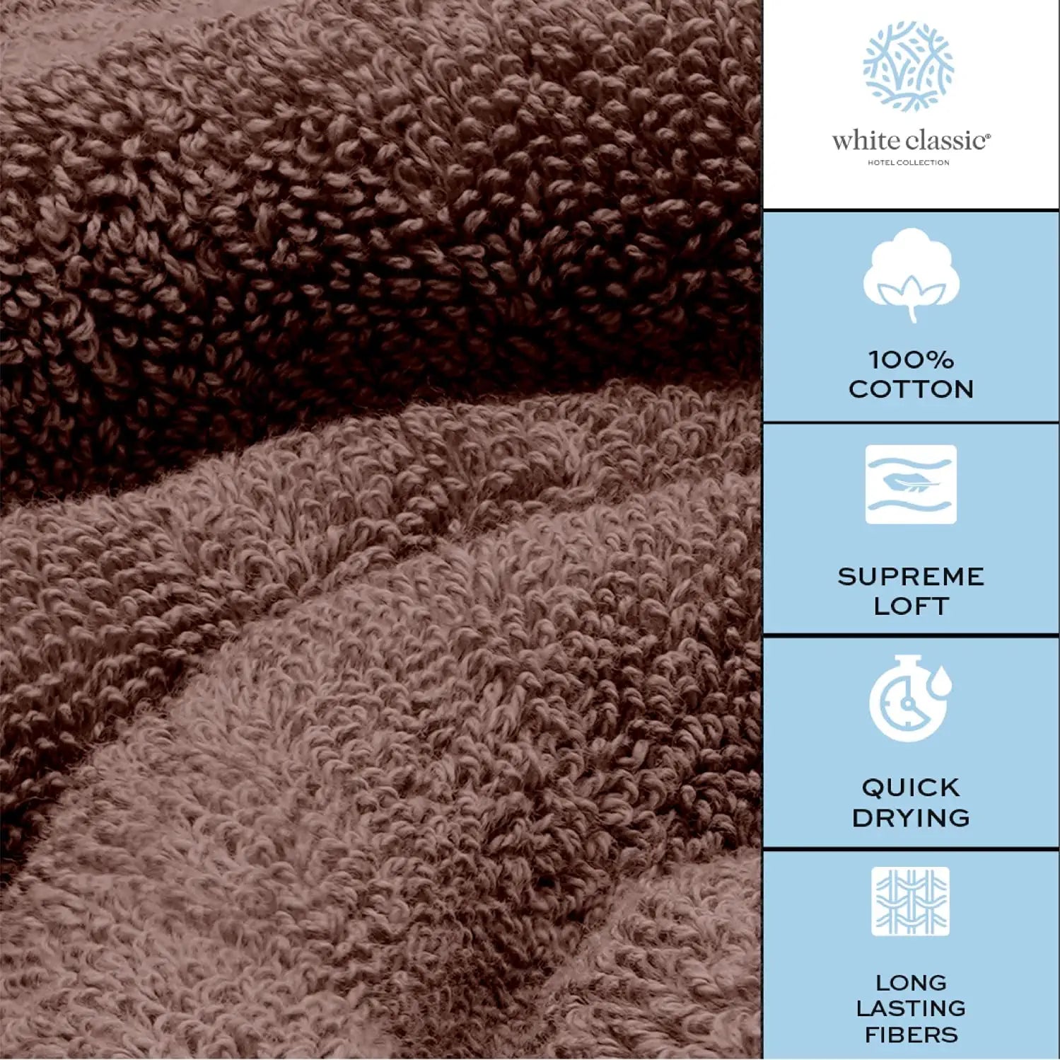 Long Lasting Fibers Brown Bath Towels