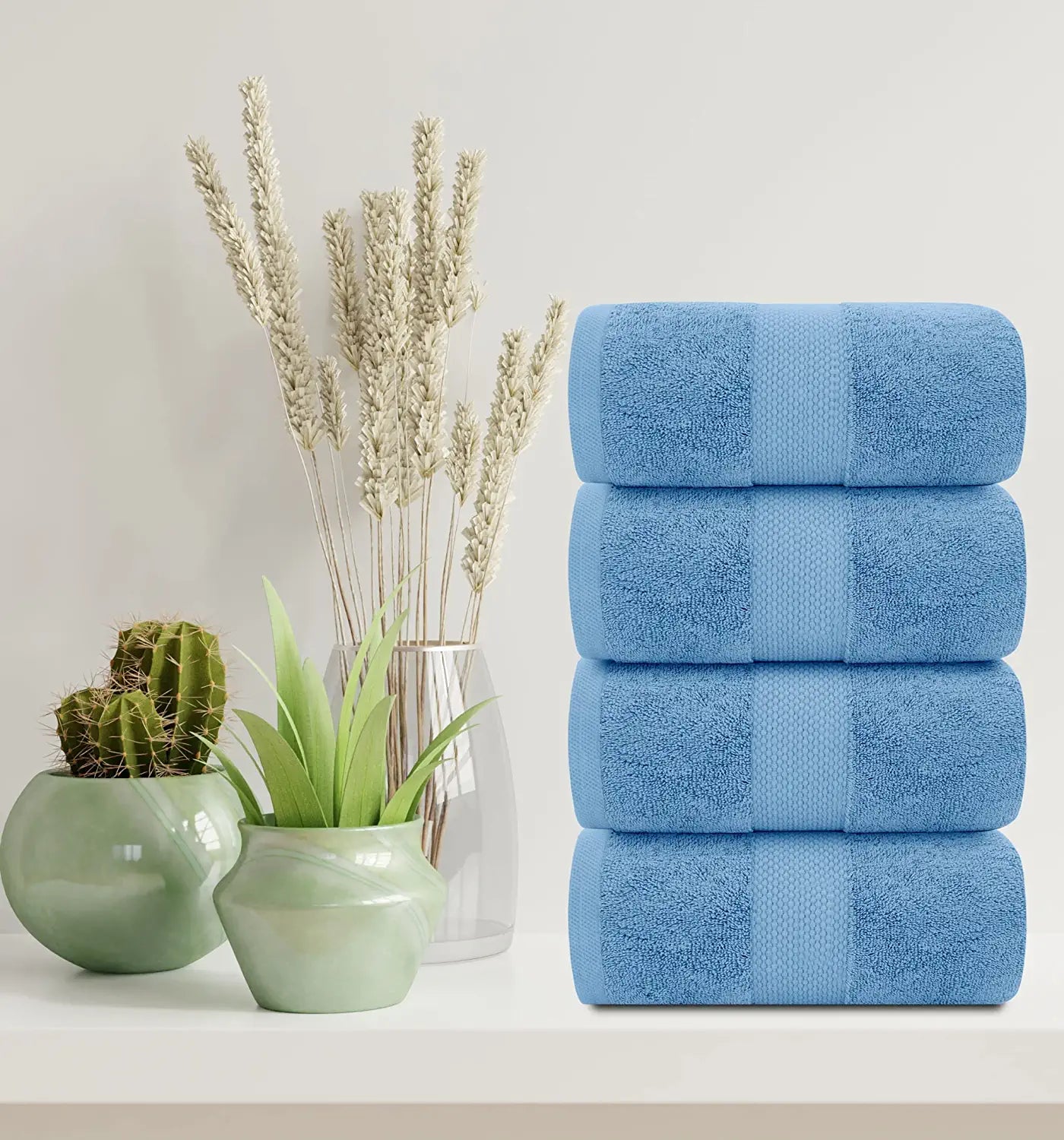 4Pc Light Blue Bath Towels Lifestyle