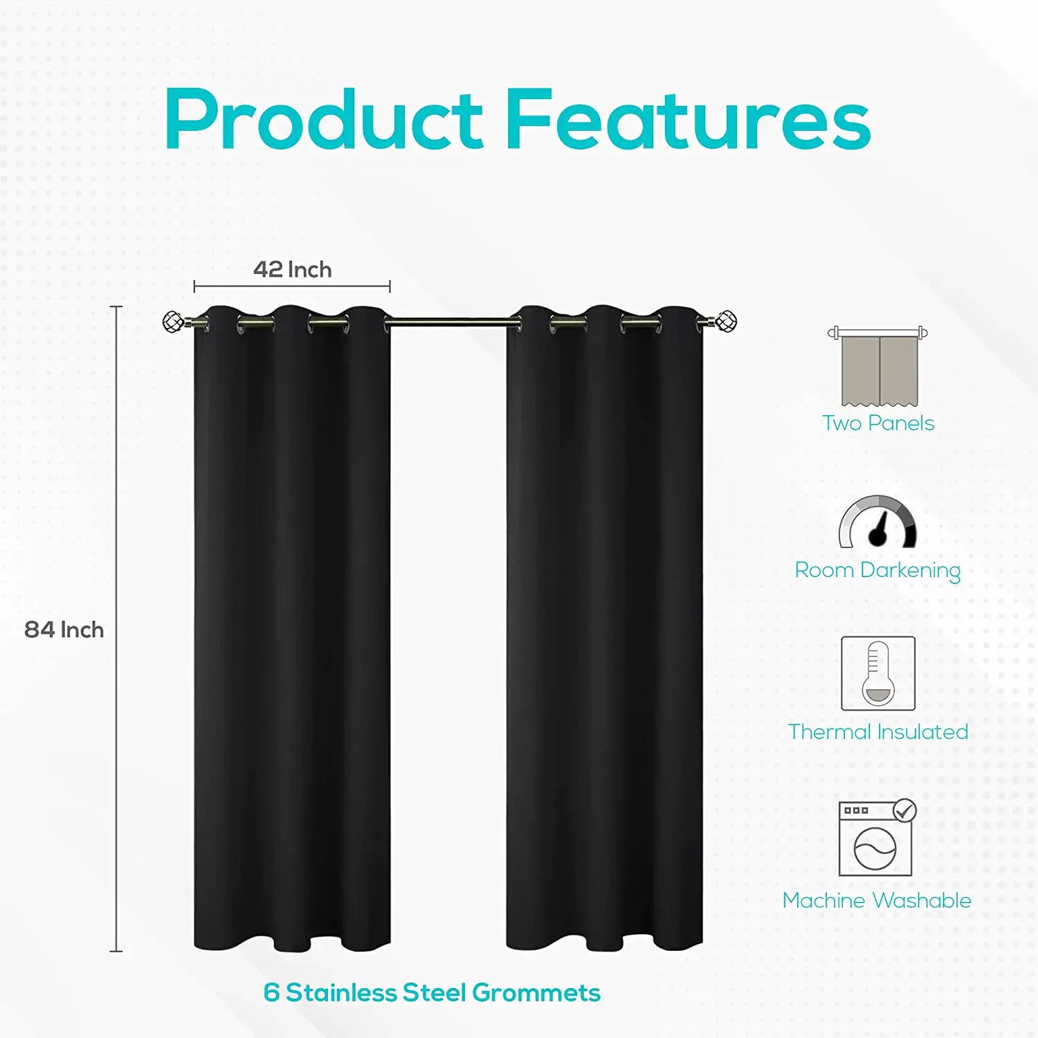 washable black out grommet curtains
