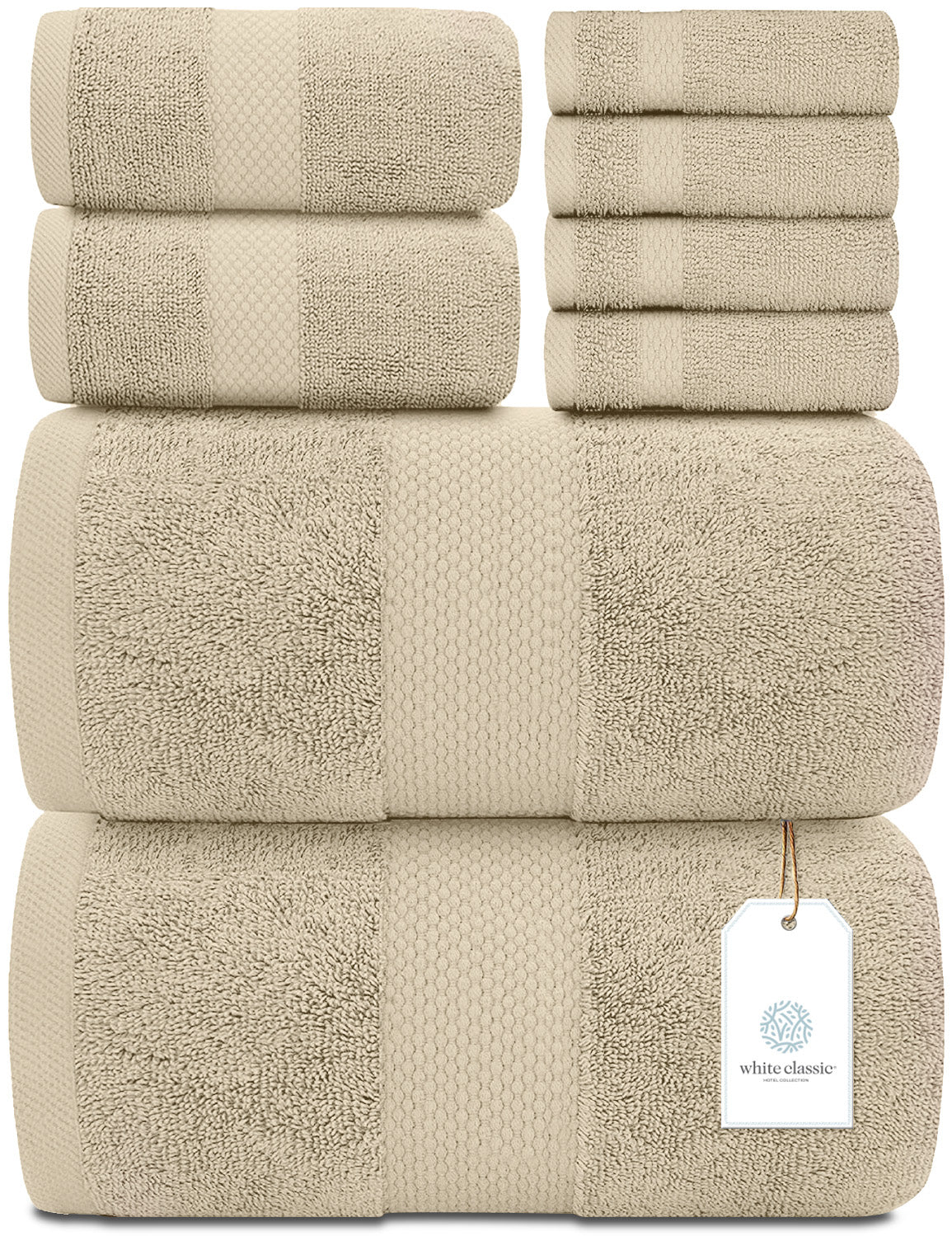Whiteclassic 8pc Beige Towel Set