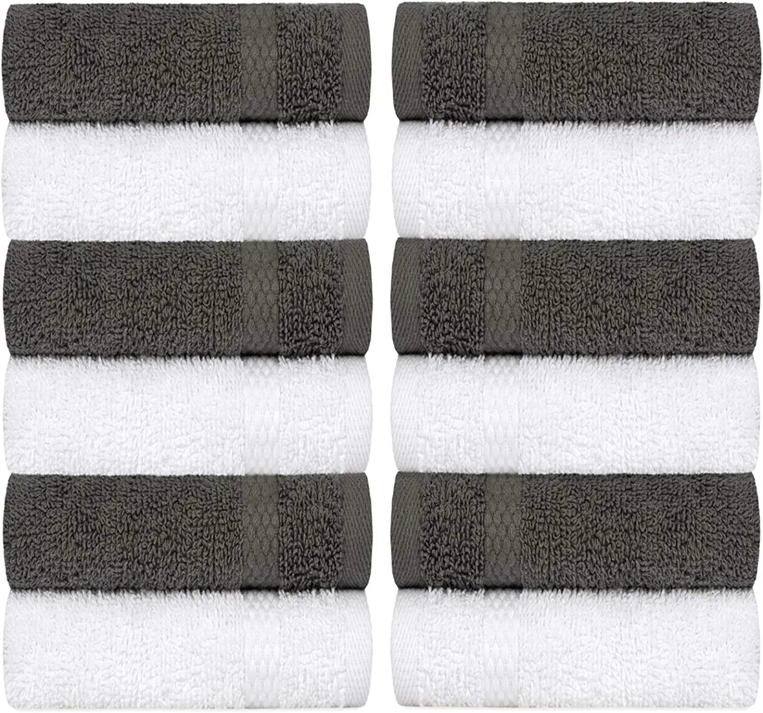 grey and white washcloths