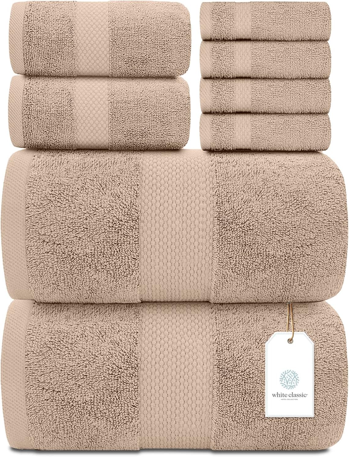 Whiteclassic 8Pc Taupe Towel Set