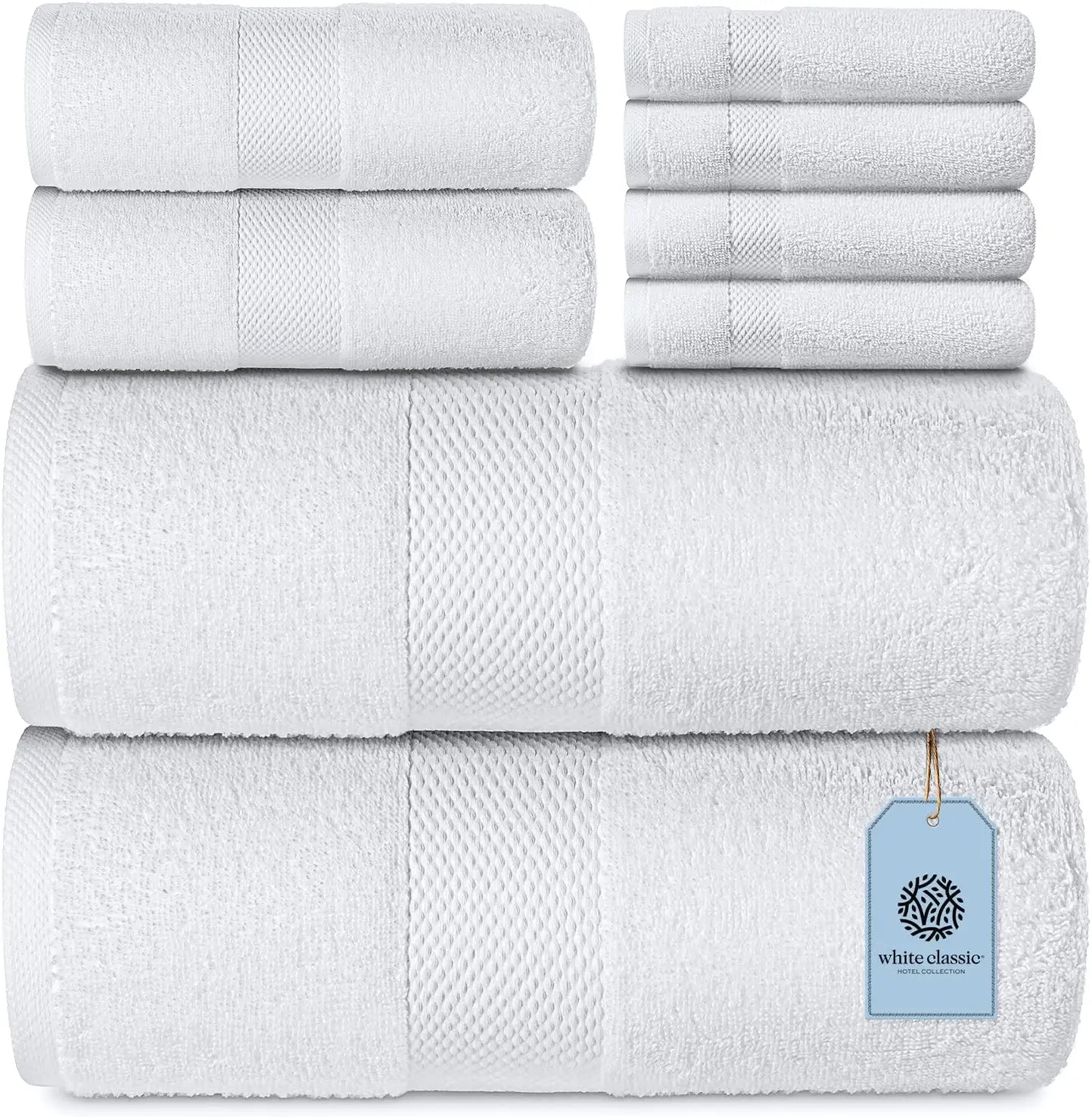 Whiteclassic 8Pc White Towel Set