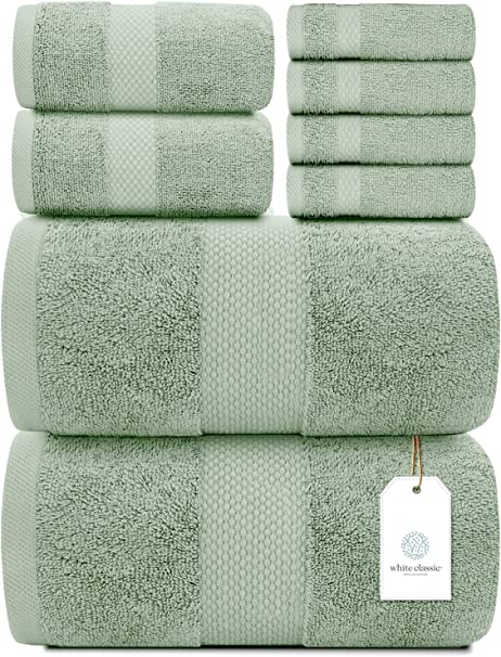 Whiteclassic 8Pc Green Towel Set
