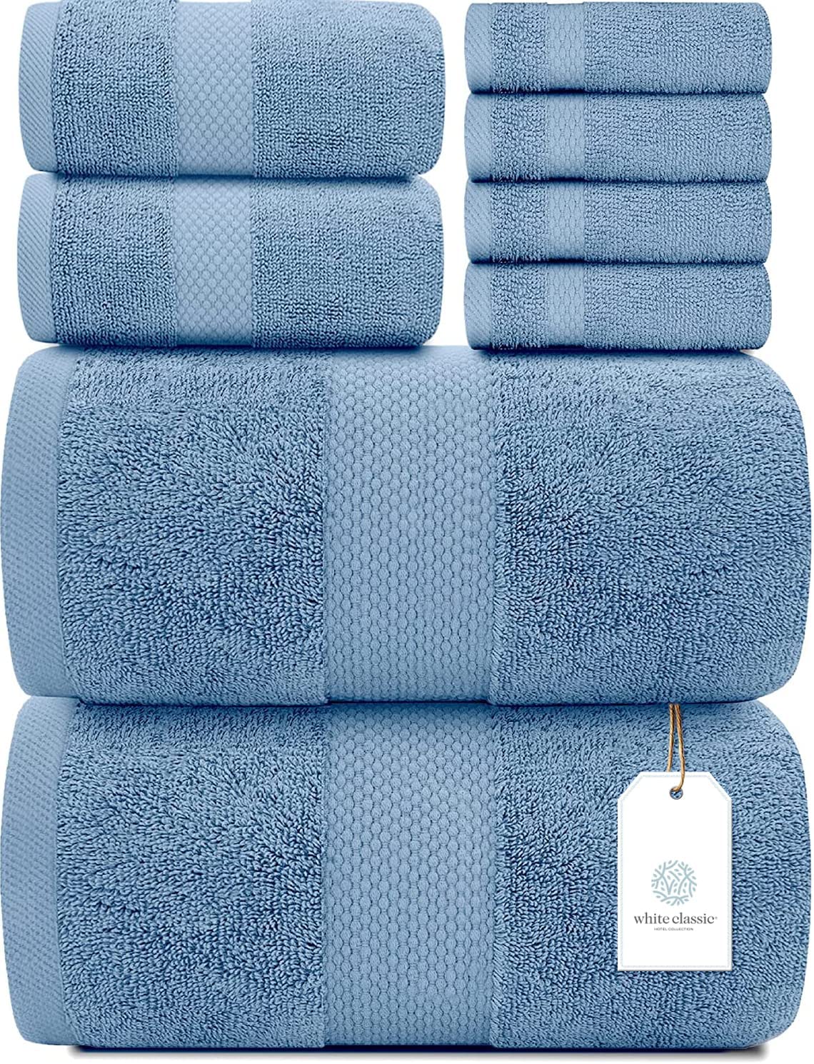 Whiteclassic 8Pc Light Blue Towel Set