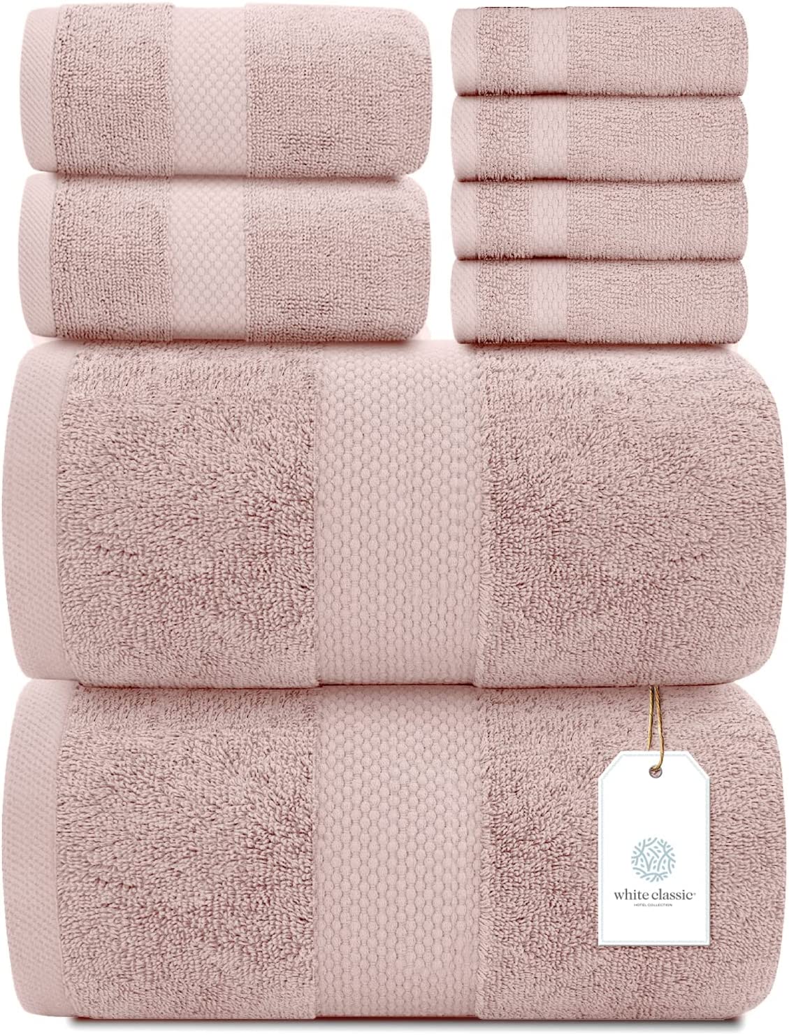 Whiteclassic 8Pc Pink Towel Set