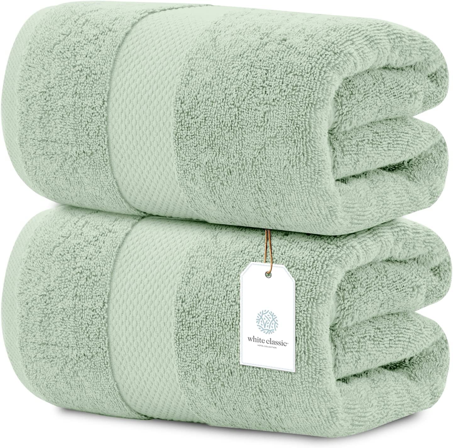 Whiteclassic 2pc green bath sheets