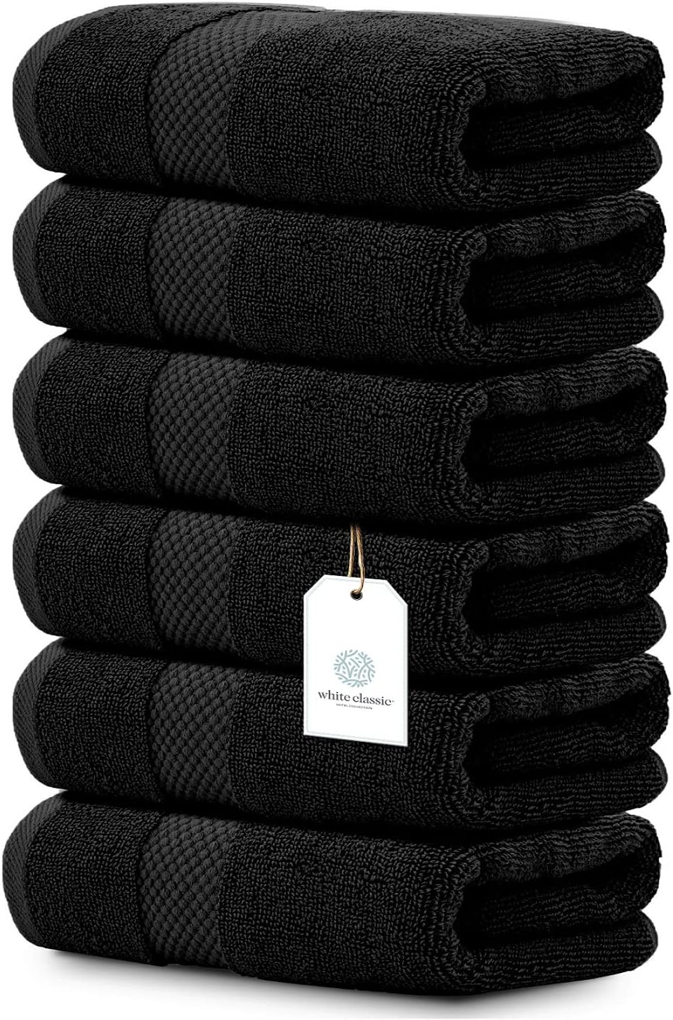 Whiteclassic 6Pc Black Hand Towels