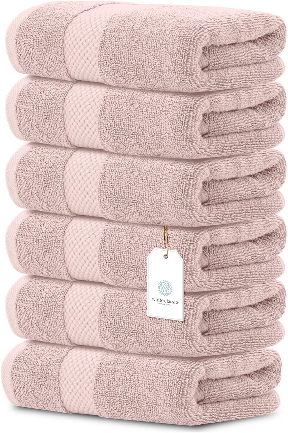Whiteclassic 6Pc Pink Hand Towels