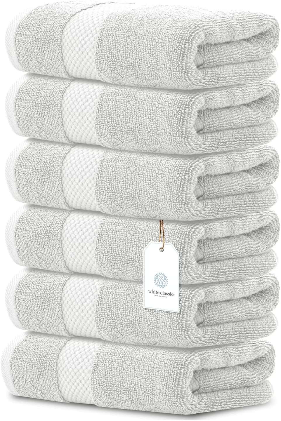 Whiteclassic 6Pc Silver hand Towels
