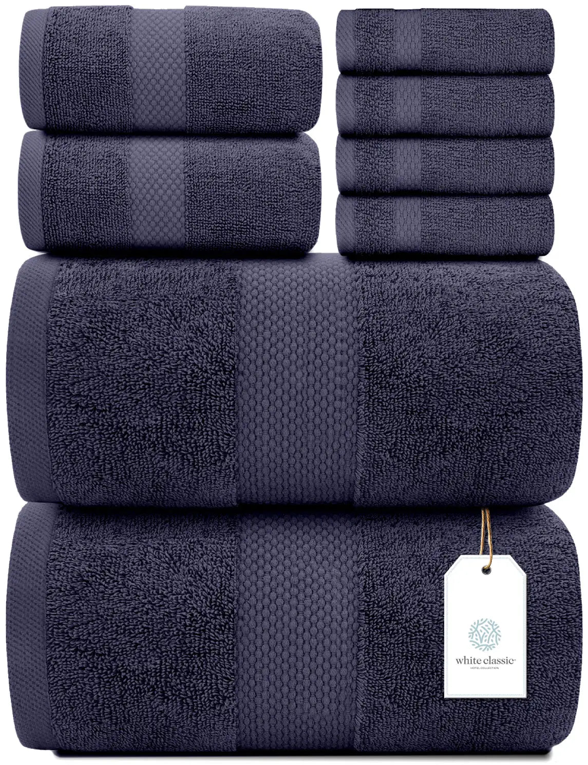 Whiteclassic 8Pc Navy Blue Towel Set