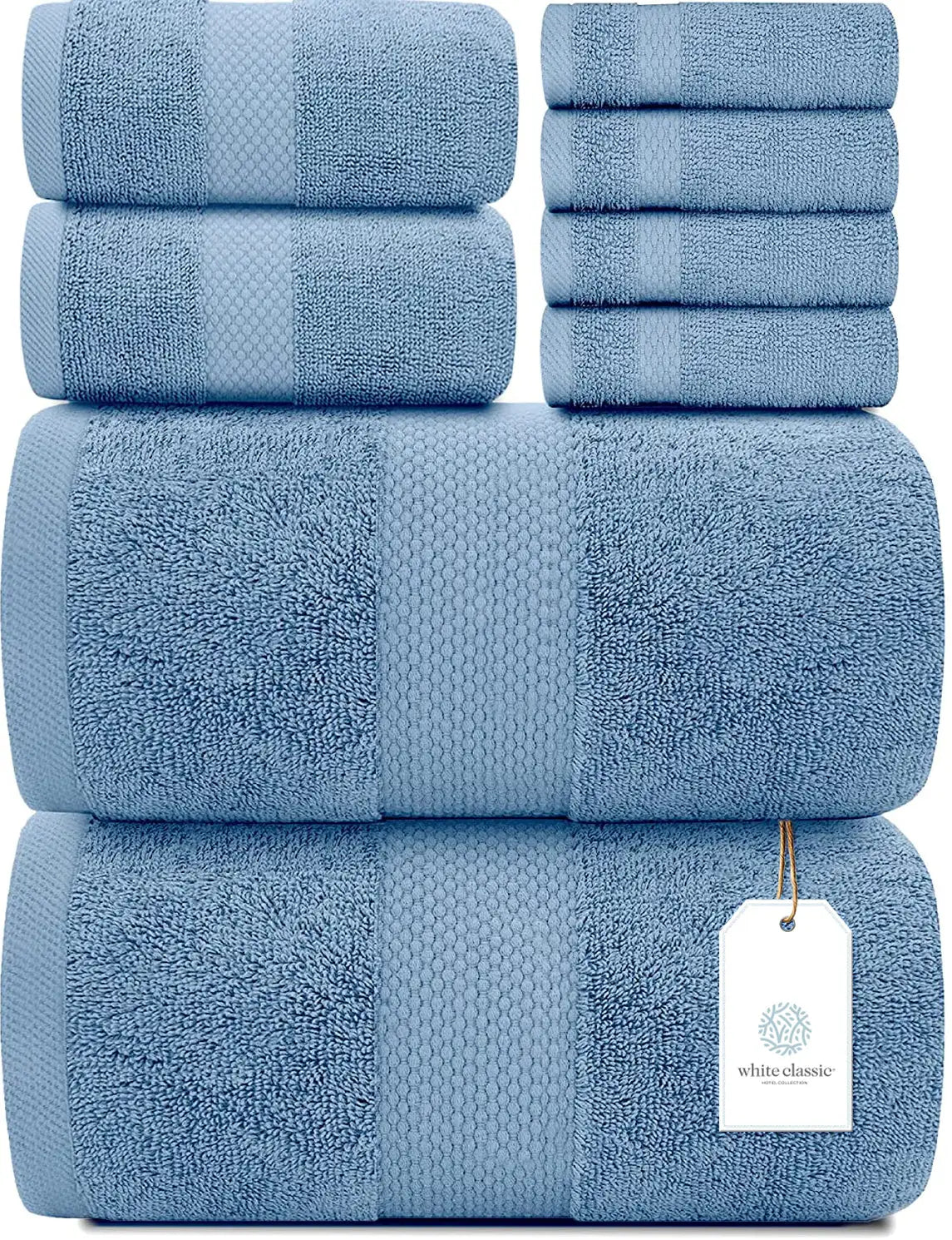 Whiteclassic 8Pc Blue Towel Set