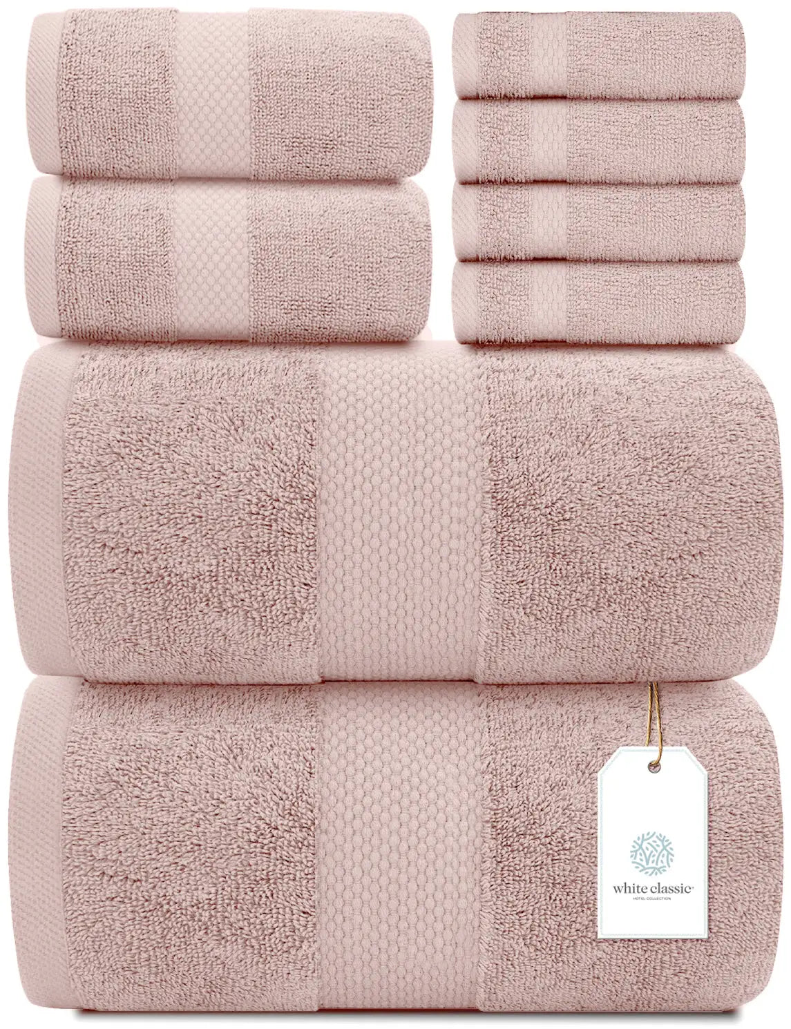 Whiteclassic 8Pc Pink Towels