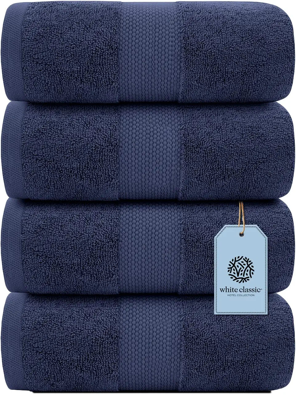 Whiteclassic 4Pc Navy Blue 4Pc Bath Towels