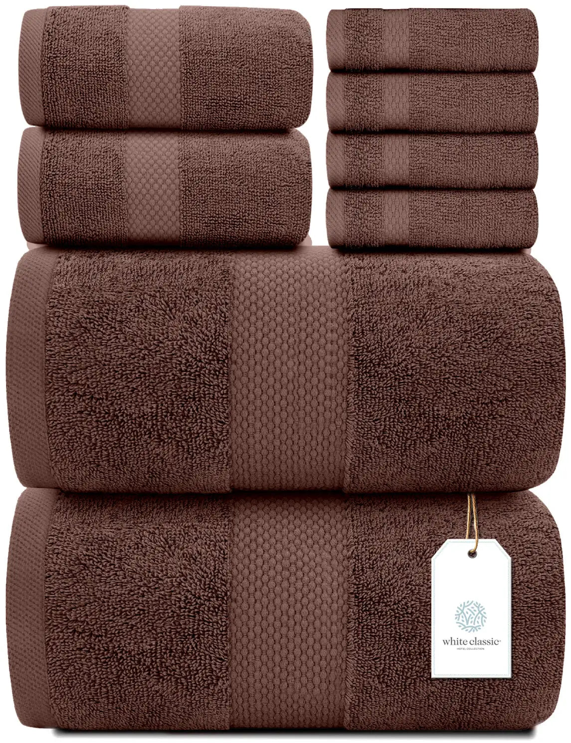 Whiteclassic 8Pc Brown Towel Set