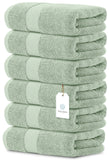 6Pc Whiteclassic Green Hand Towels