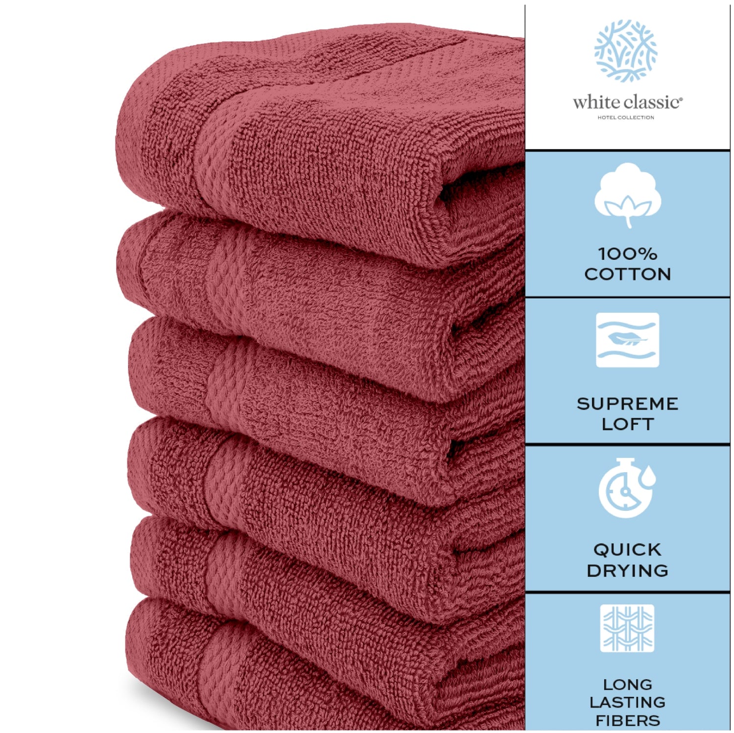 cotton burgundy washcloths