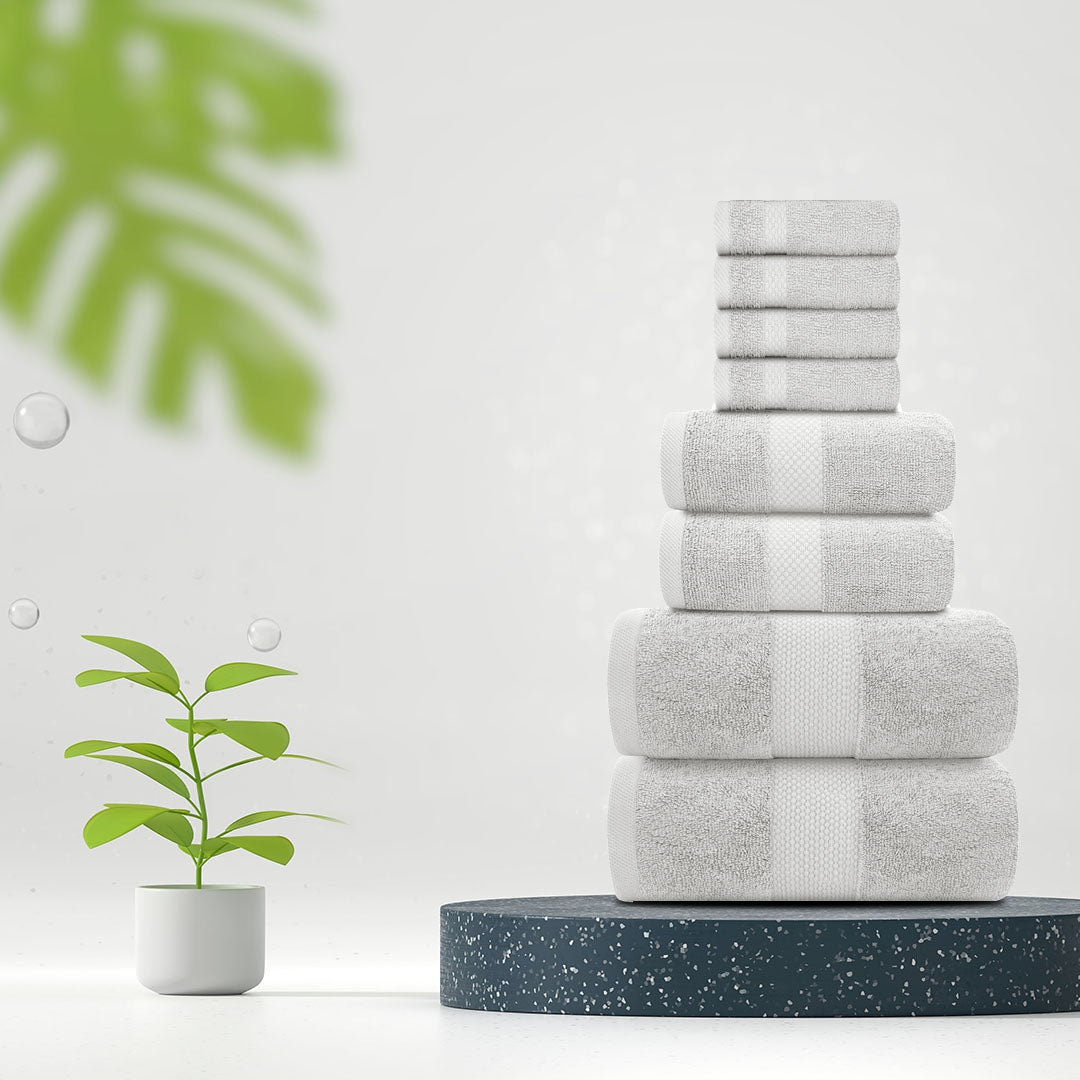 8Pc Silver Towel set
