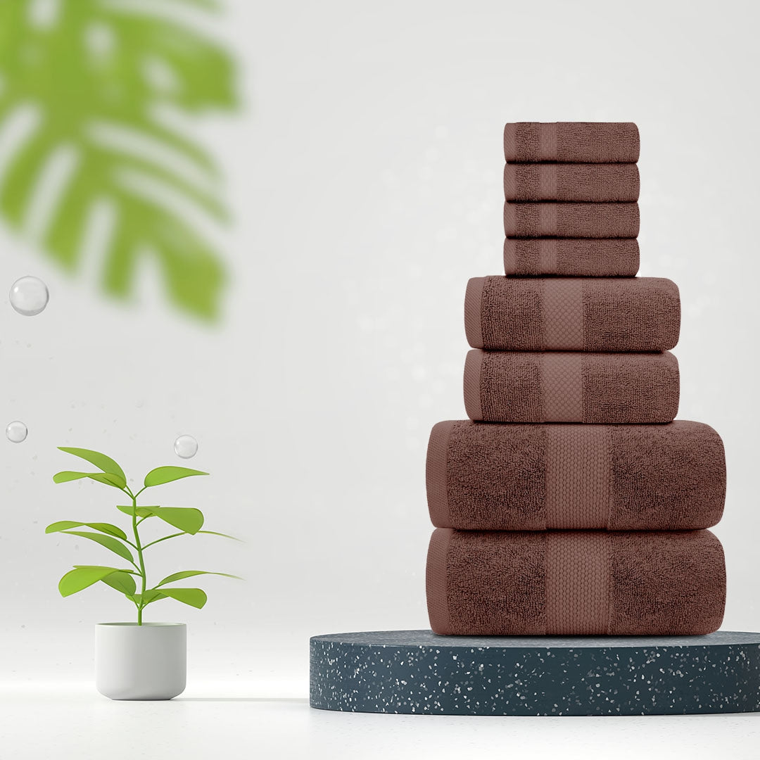 8Pc Brown Towel Set