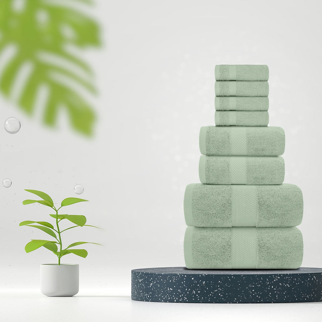 8Pc Green Towels Set Lifestyle